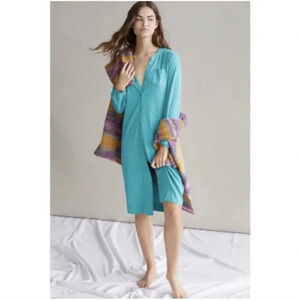 Anthropologie Saturday Sunday Teal Long Sleeve Button Down Shirt Dress Sz XS